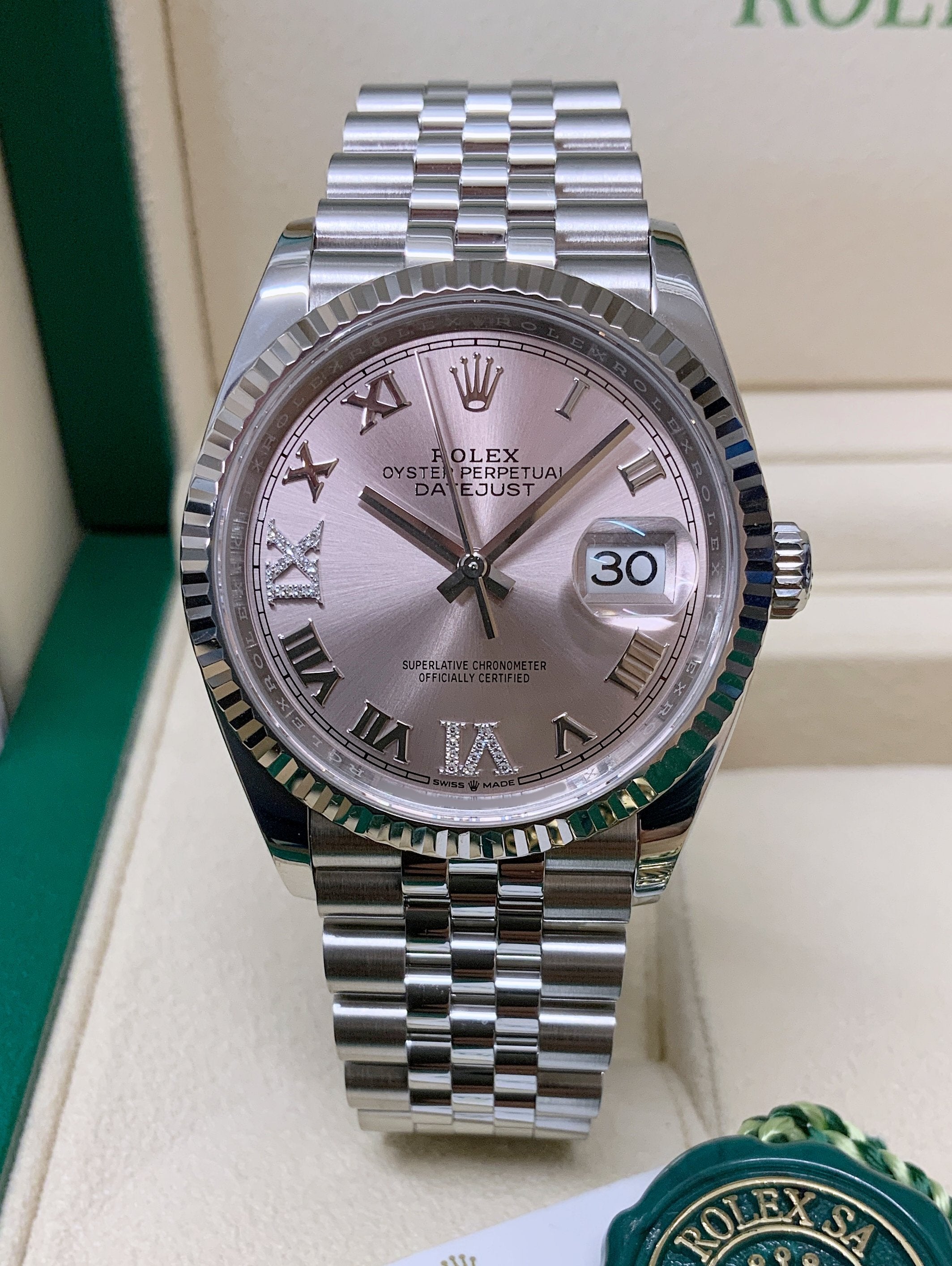 Rolex Datejust 36mm 126234 Pink Roman Diamond Dial